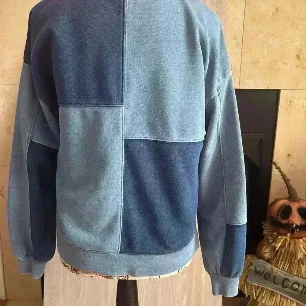 Madewell Indigo Dyed Patchwork Dark Sweatshirt. S… - image 2